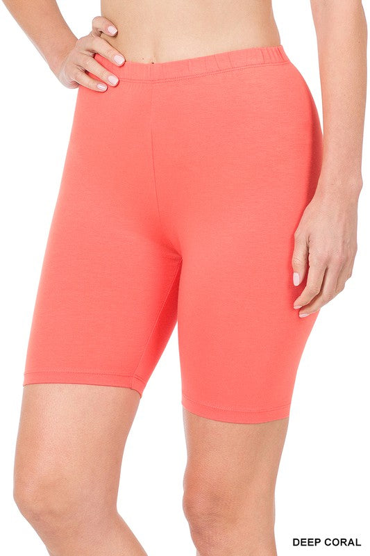 Premium Cotton Biker Shorts Shorts ZENANA DEEP CORAL S 