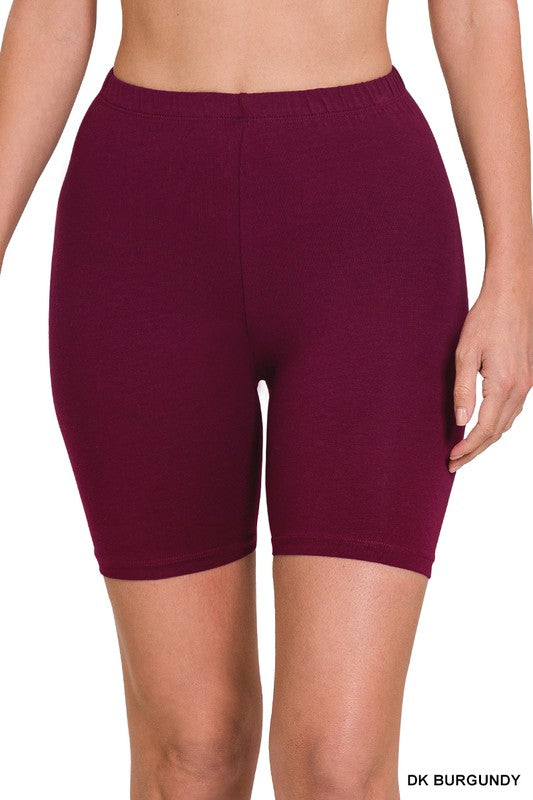 Premium Cotton Biker Shorts Shorts ZENANA DK BURGUNDY S 