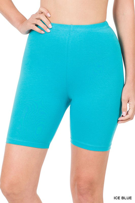 Premium Cotton Biker Shorts Shorts ZENANA ICE BLUE S 