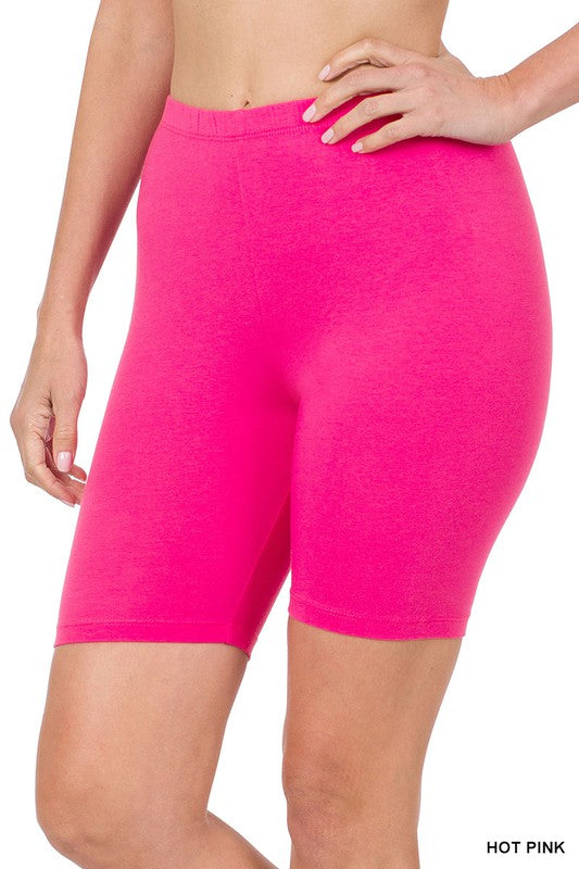 Premium Cotton Biker Shorts Shorts ZENANA HOT PINK S 