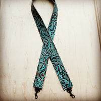 Thumbnail for Embossed Leather Crossbody Strap Cowboy Turq Guitar Strap The Jewelry Junkie turquoise 1 