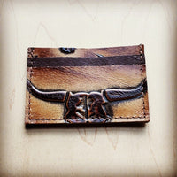 Thumbnail for Embossed Leather Credit Card Holder-Brown Steer Purses\Wallets The Jewelry Junkie brown 1 