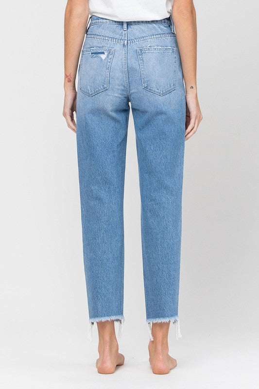 Distressed Raw Hem Mom Jeans  VERVET by Flying Monkey   