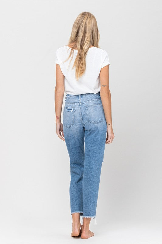 Distressed Raw Hem Mom Jeans  VERVET by Flying Monkey   