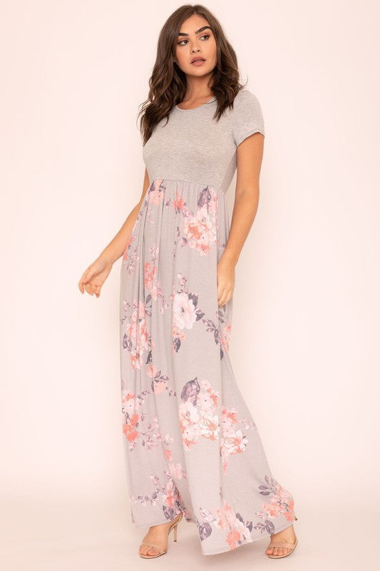 Plus Short Sleeve Floral Maxi Dress Dresses EG fashion   