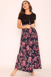 Thumbnail for Plus Short Sleeve Floral Maxi Dress Dresses EG fashion   