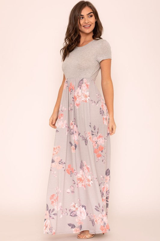 Plus Short Sleeve Floral Maxi Dress Dresses EG fashion   