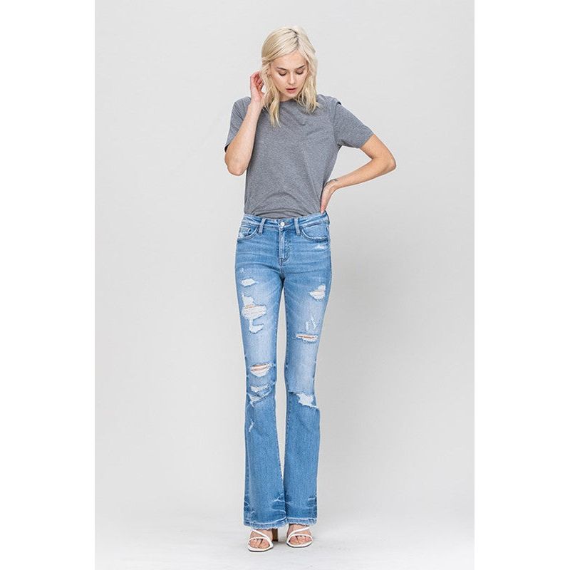 Distressed Mid Rise Flare Women's Jeans VERVET by Flying Monkey   