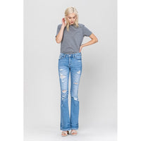 Thumbnail for Distressed Mid Rise Flare Women's Jeans VERVET by Flying Monkey   