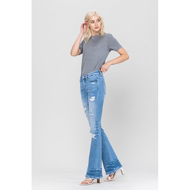 Distressed Mid Rise Flare Women's Jeans VERVET by Flying Monkey   