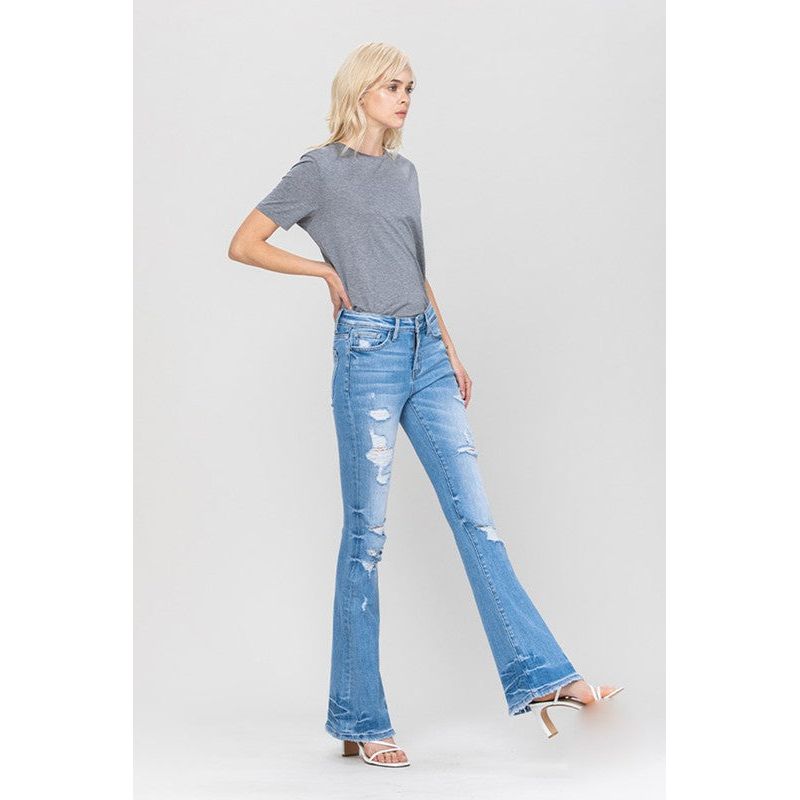 Distressed Mid Rise Flare Women's Jeans VERVET by Flying Monkey   