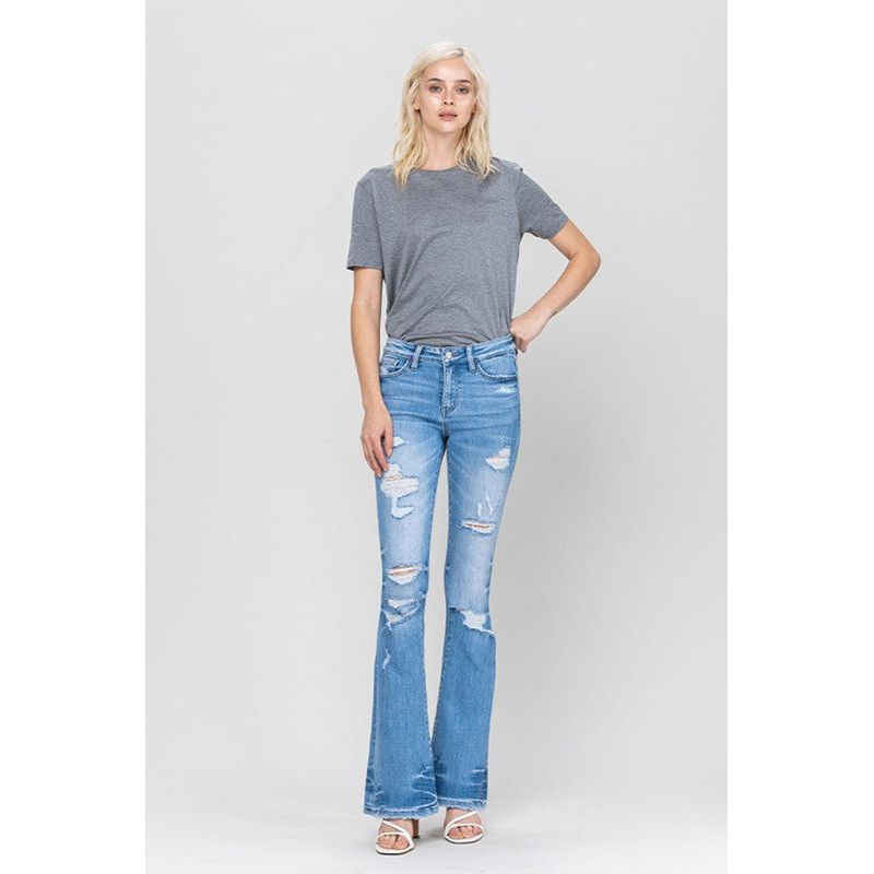 Distressed Mid Rise Flare Women's Jeans VERVET by Flying Monkey   