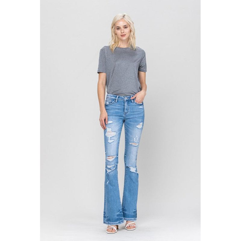 Distressed Mid Rise Flare Women's Jeans VERVET by Flying Monkey   