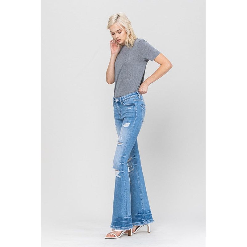 Distressed Mid Rise Flare Women's Jeans VERVET by Flying Monkey   