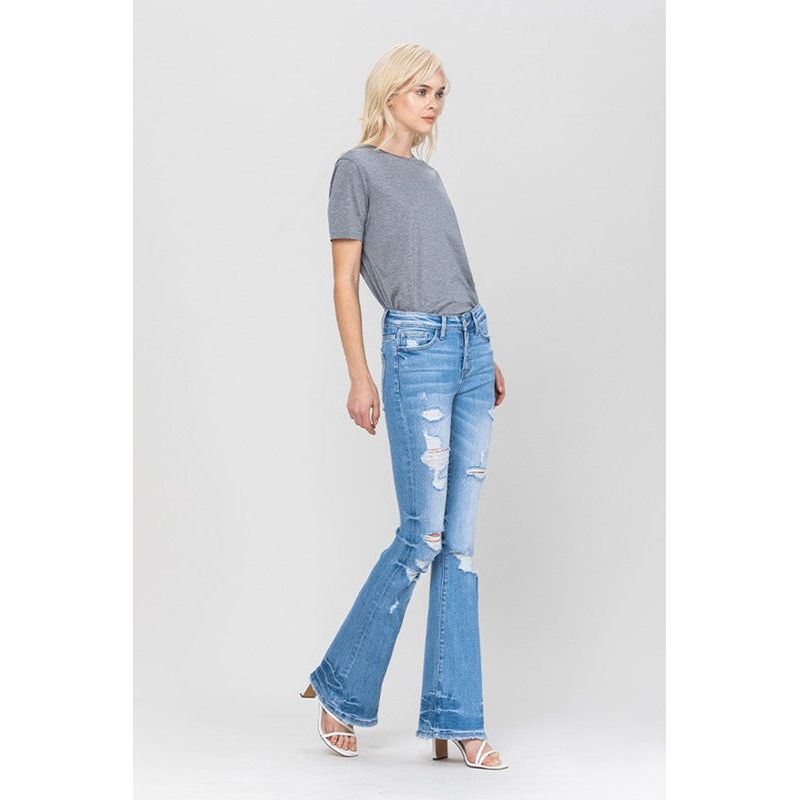 Distressed Mid Rise Flare Women's Jeans VERVET by Flying Monkey   