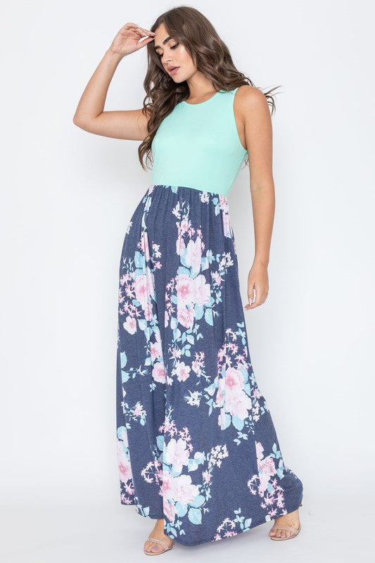 Sleeveless Floral Maxi Dress Dresses EG fashion   