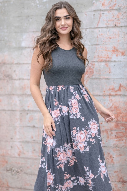 Sleeveless Floral Maxi Dress Dresses EG fashion   