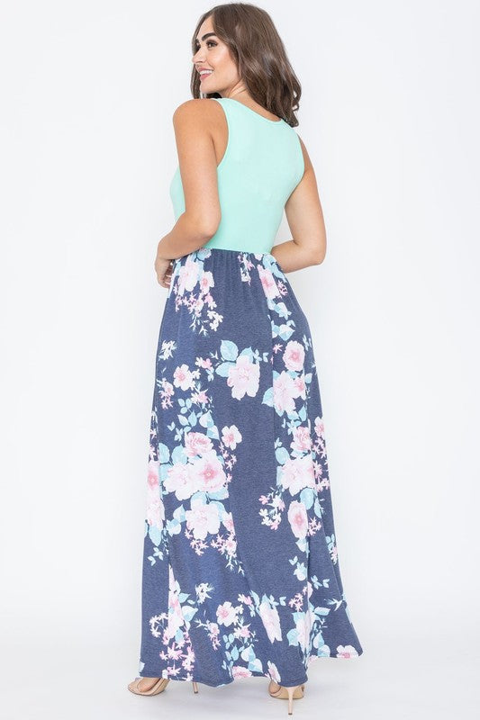 Sleeveless Floral Maxi Dress Dresses EG fashion   