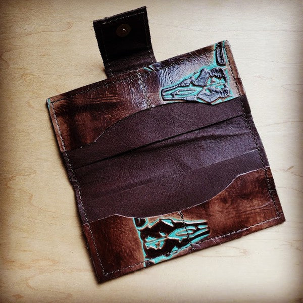 Embossed Leather Wallet In Turquoise Steer Purses\Wallets The Jewelry Junkie   