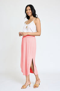 Thumbnail for Plus Solid Side Slit Midi Skirt Skirts EG fashion   