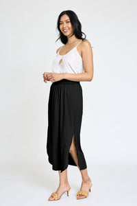 Thumbnail for Plus Solid Side Slit Midi Skirt Skirts EG fashion   