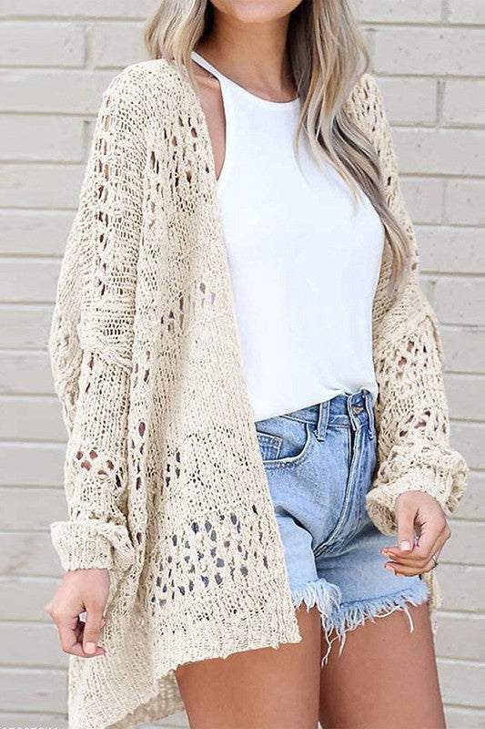 Crochet Dolman Knit Sleeve Cardigan Sweaters/Cardigans EG fashion   