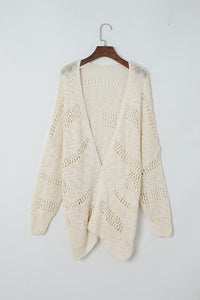 Thumbnail for Crochet Dolman Knit Sleeve Cardigan Sweaters/Cardigans EG fashion Beige Small 