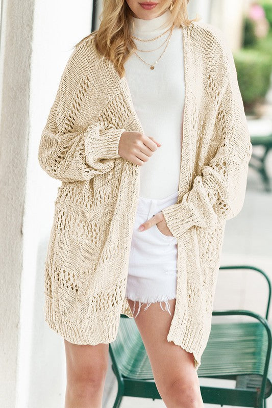 Crochet Dolman Knit Sleeve Cardigan Sweaters/Cardigans EG fashion   