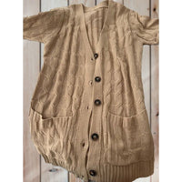 Thumbnail for Cable Knit Button Cardigan With Pockets Sweaters/Cardigans EG fashion khaki S 