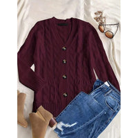 Thumbnail for Cable Knit Button Cardigan With Pockets Sweaters/Cardigans EG fashion   
