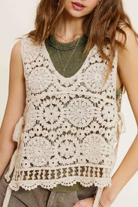 Thumbnail for Self Side Tie Detailed Crochet Vest Top  La Miel   