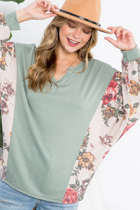 Thumbnail for PLUS FLORAL MIXED CASUAL BOXY TOP Womens Tops e Luna   