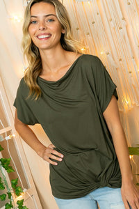 Thumbnail for COWL NECK TWISTED BOTTOM TOP Womens Tops e Luna   