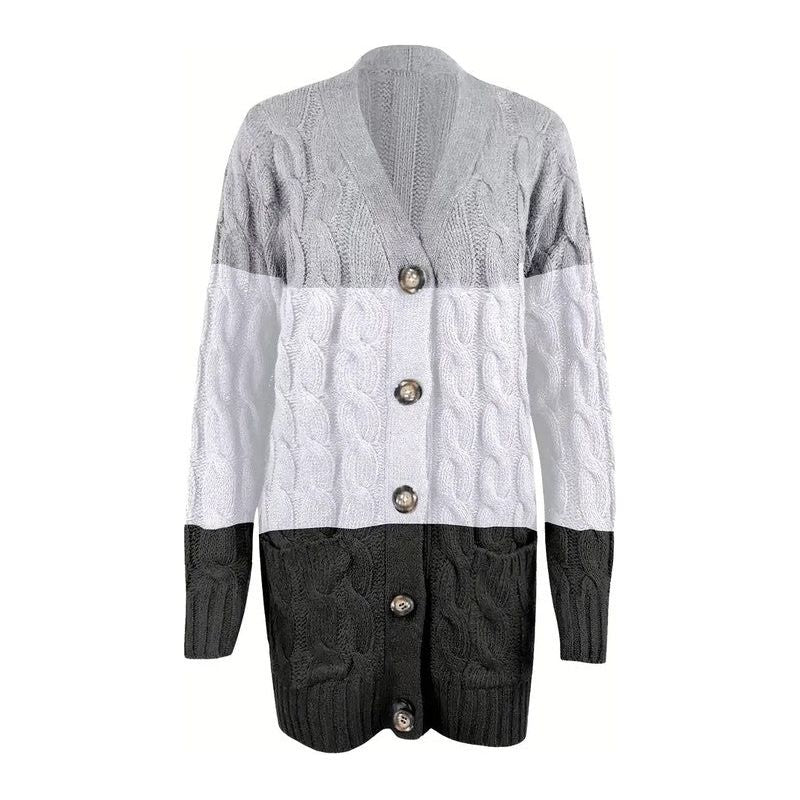 Cable Knit Button Cardigan With Pockets Sweaters/Cardigans EG fashion   