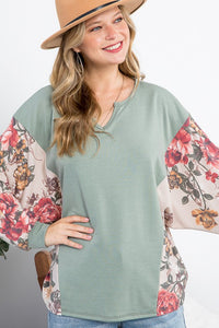 Thumbnail for FLORALTERRY MIXED CASUAL BOXY TOP Womens Tops e Luna   