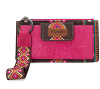 Thumbnail for Wrangler Aztec Print Bi-Fold Wallet Wristlet Wrangler, Purses\Wallets Sweet Southern Soul Boutique Hot Pink  