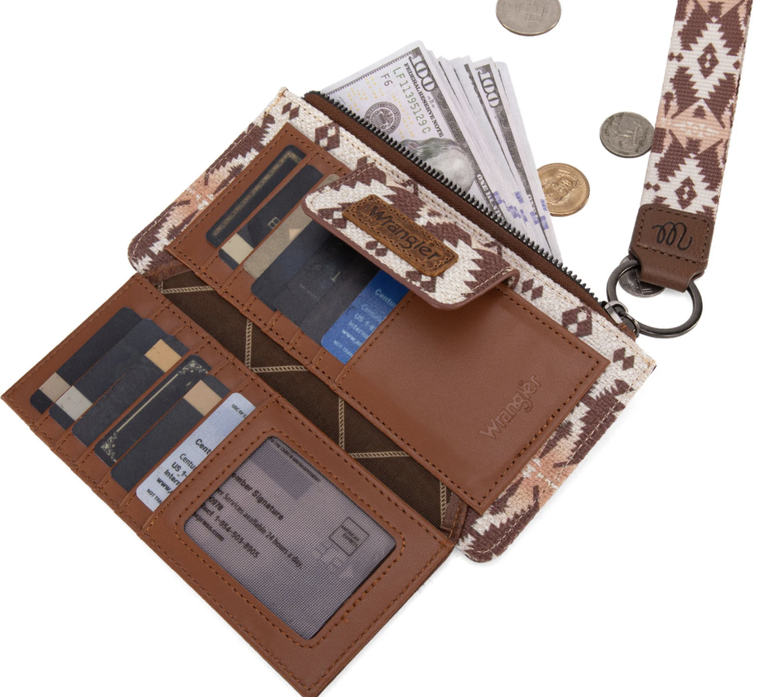 Wrangler Aztec Print Bi-Fold Wallet Wristlet Wrangler, Purses\Wallets Sweet Southern Soul Boutique   