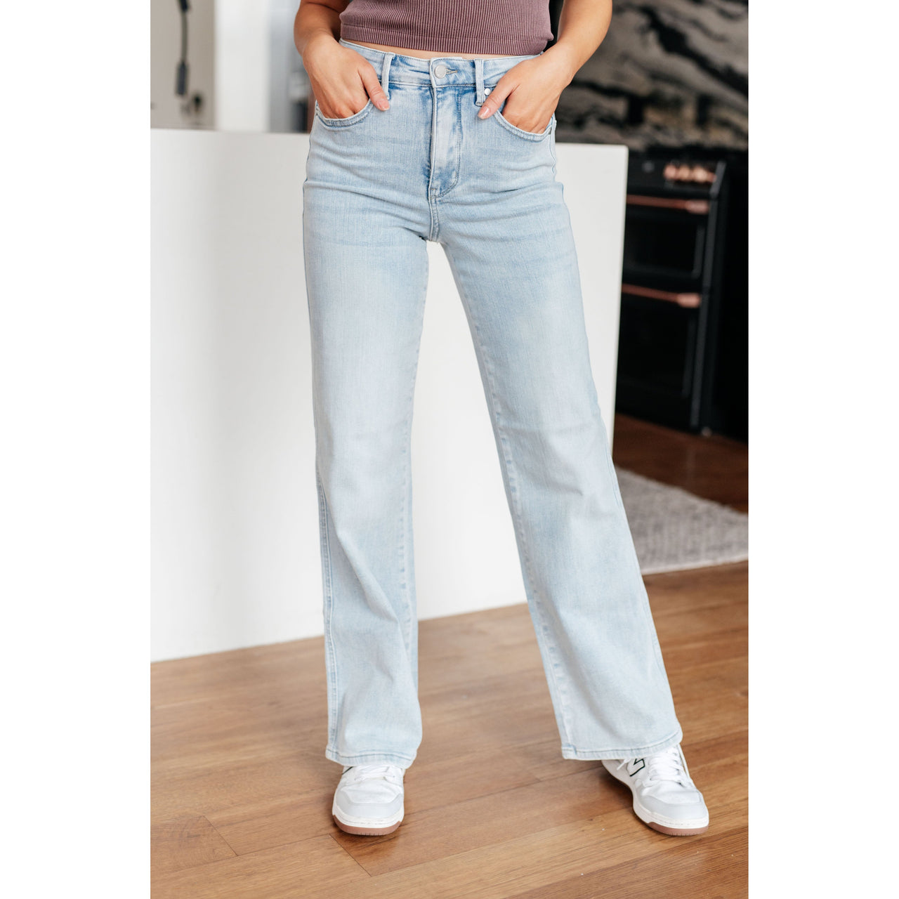 Brooke High Rise Control Top Vintage Wash Straight Jeans Women's Jeans Ave Shops   