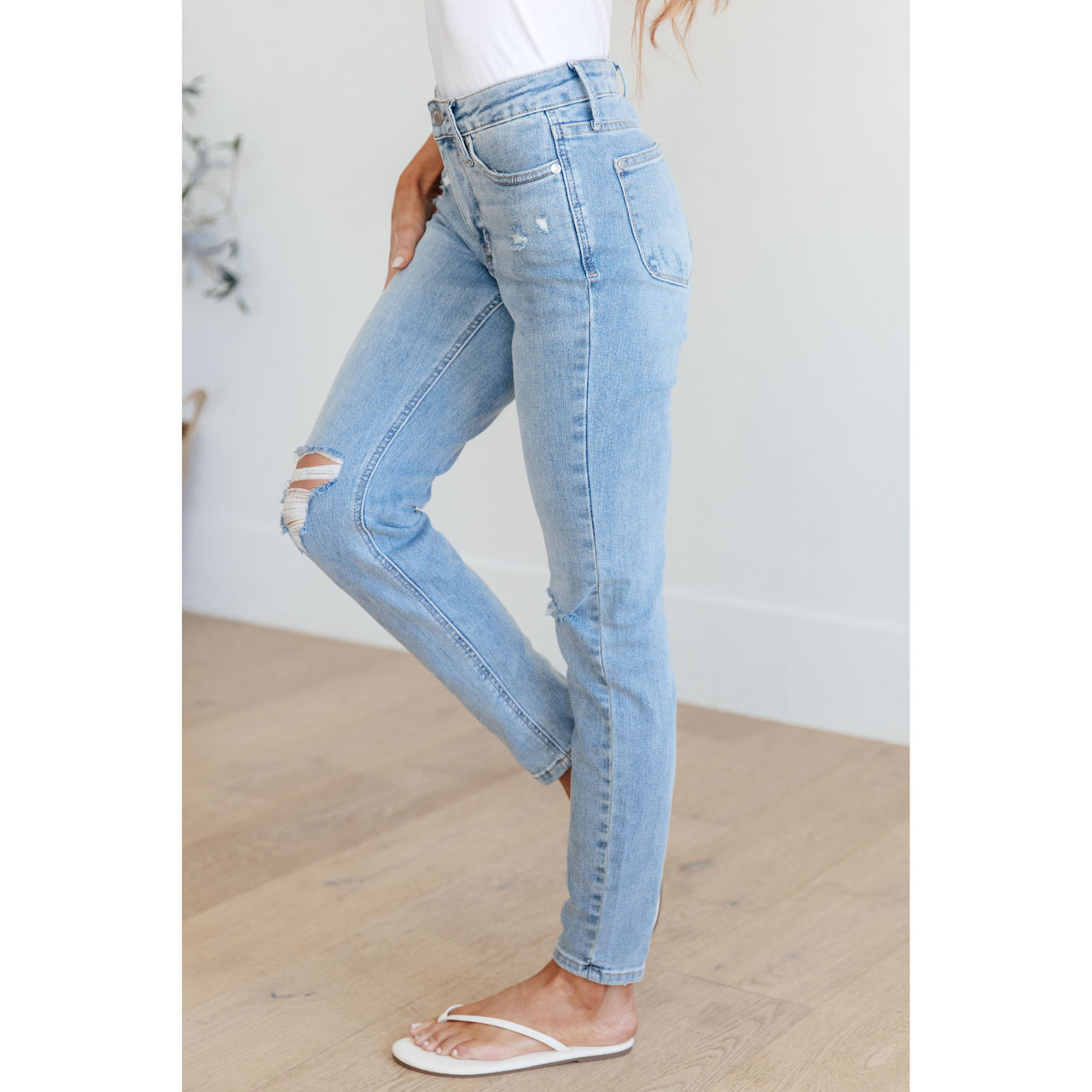 Eloise Mid Rise Control Top Distressed Skinny Jeans Women's Jeans Ave Shops   