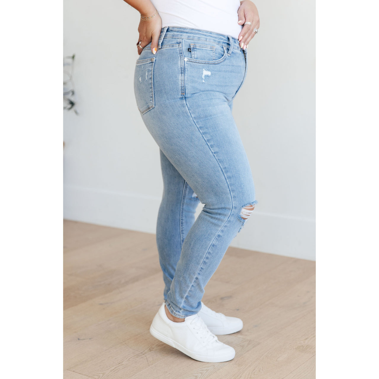 Eloise Mid Rise Control Top Distressed Skinny Jeans Women's Jeans Ave Shops   