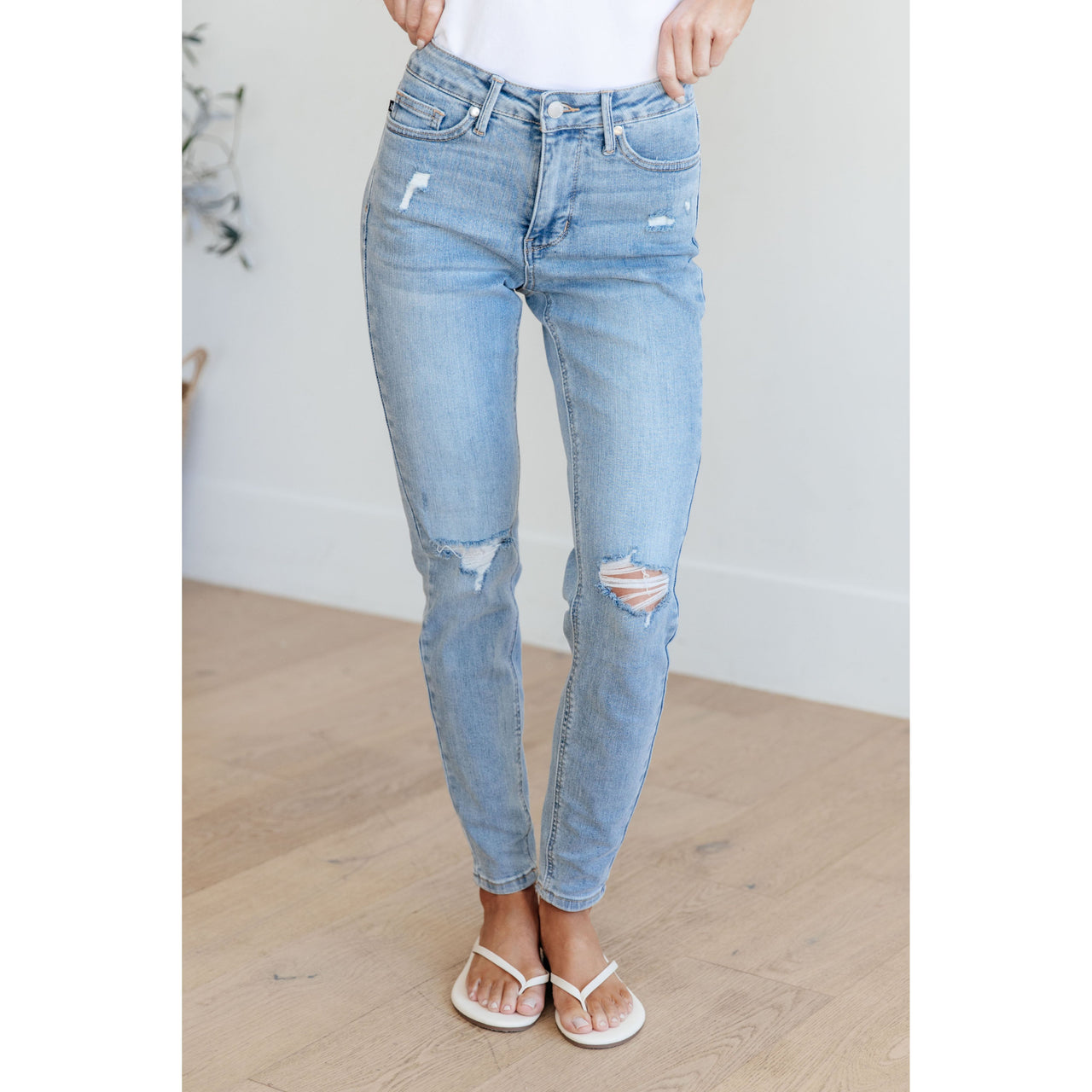 Eloise Mid Rise Control Top Distressed Skinny Jeans Women's Jeans Ave Shops   