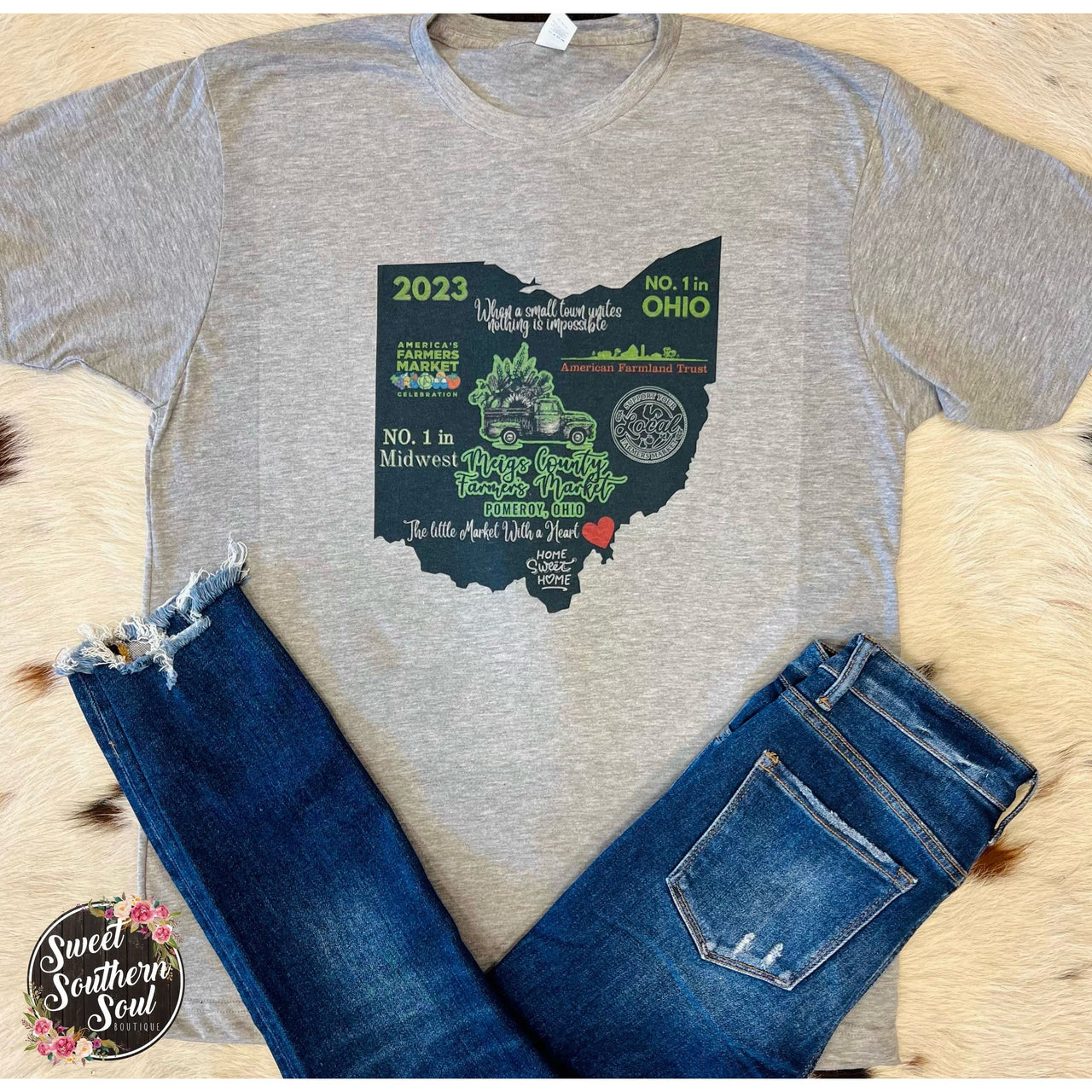 Market With A Heart Tee Shirts & Tops Sweet Southern Soul Boutique Small  