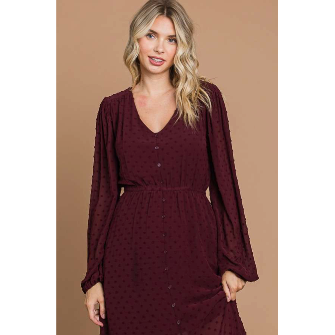 Swiss Dot Burgundy Maxi Dress Dresses Sweet Southern Soul Boutique Small  