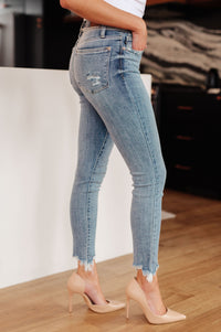 Thumbnail for Sherry Mid Rise Release Waistband Detail Skinny Women's Jeans Ave Shops   