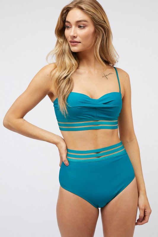 Solid Two Piece Swimsuit  Davi & Dani Teal S 