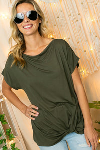 Thumbnail for COWL NECK TWISTED BOTTOM TOP Womens Tops e Luna D OLIVE S 