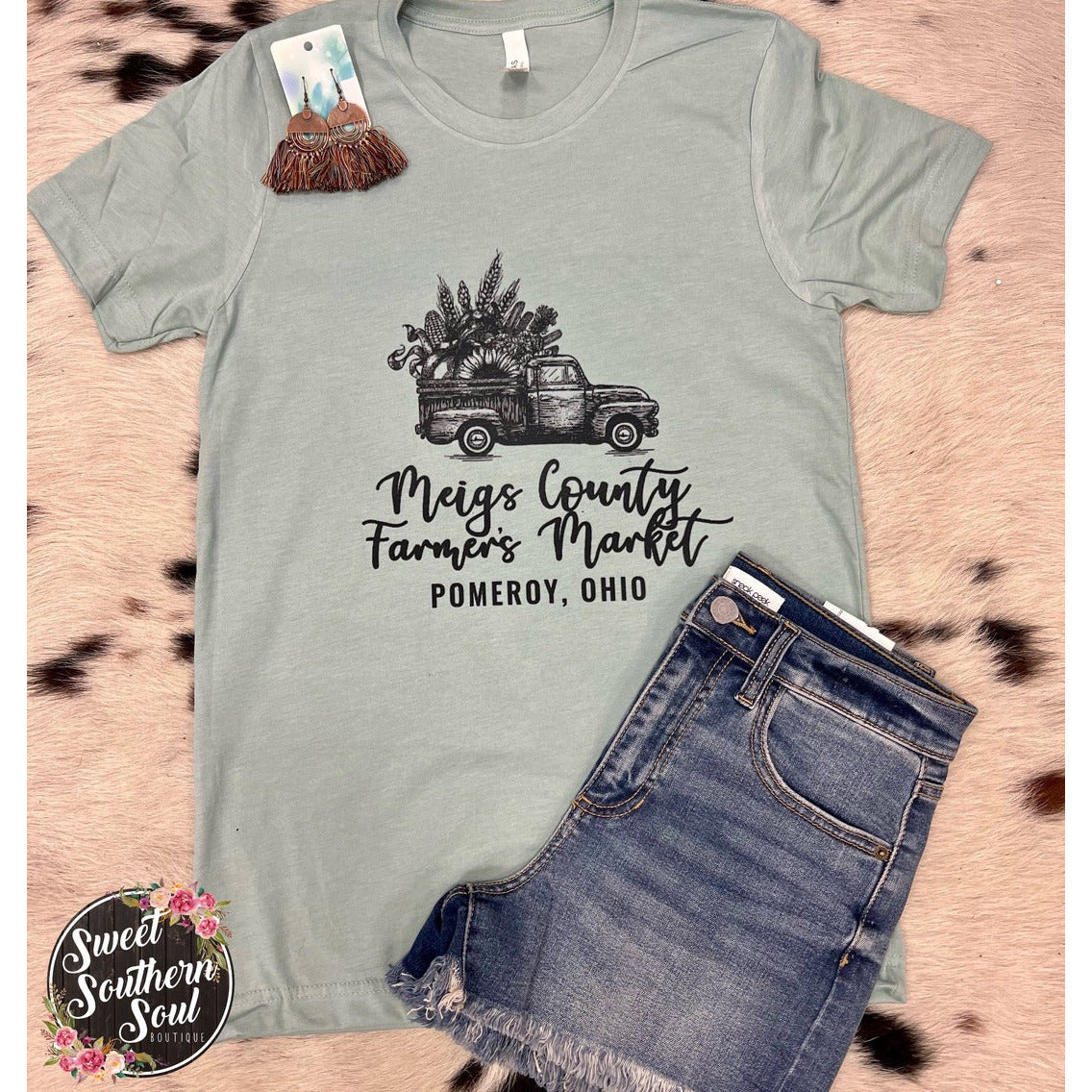 Farmers Market Sage Tee Farmer's Market Merch Sweet Southern Soul Boutique Large  