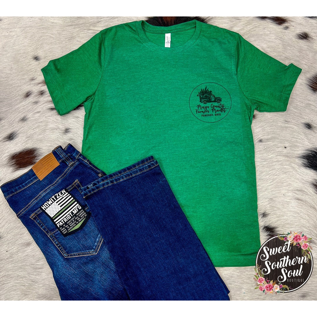 Farmers Market Mens Tee Farmer's Market Merch Sweet Southern Soul Boutique Green Medium 