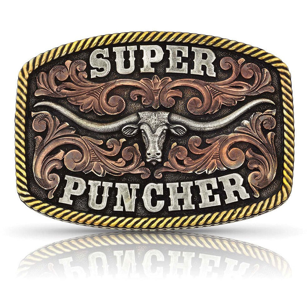 Dale Brisby Super Puncher Longhorn Buckle Belt Buckles Montana Silversmiths   