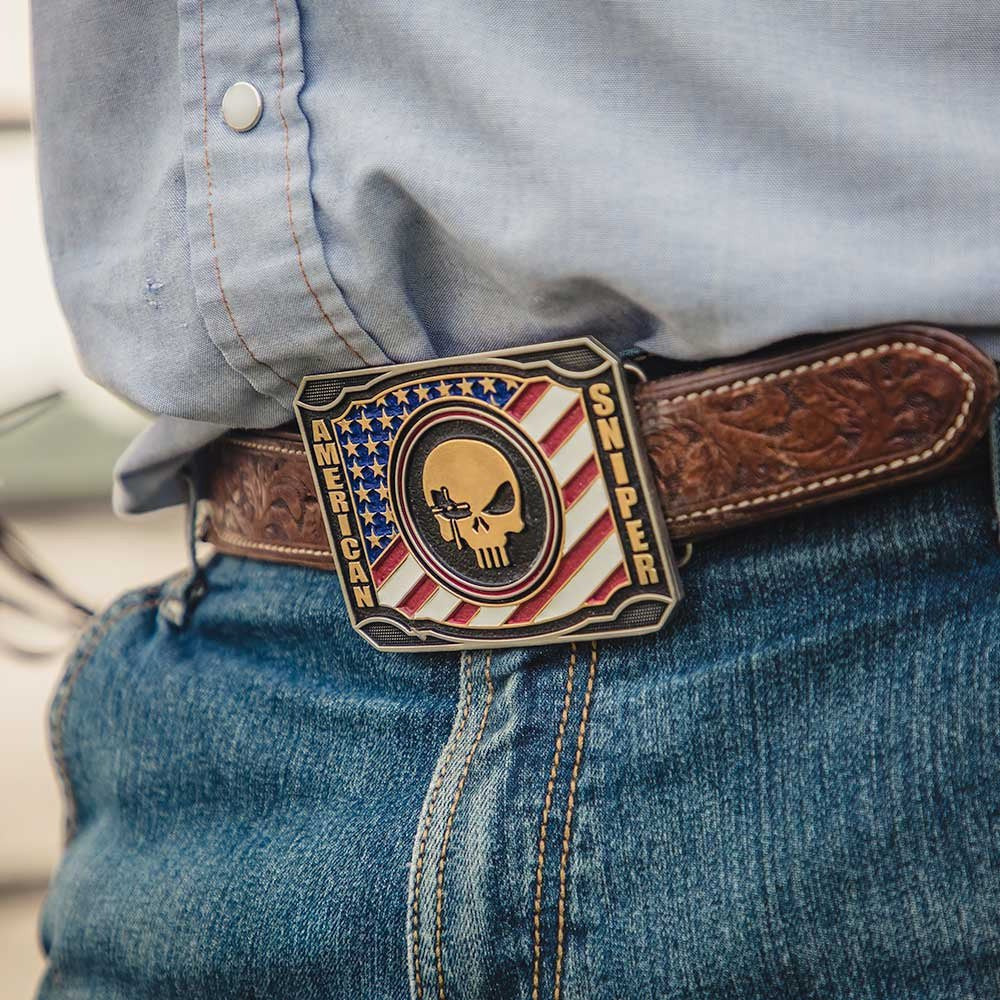 Patriotic Duty Chris Kyle Attitude Belt Buckle Belt Buckles Montana Silversmiths   